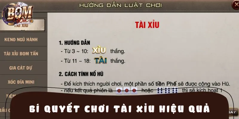 Bí quyết chơi tài xỉu hiệu quả cho hội viên