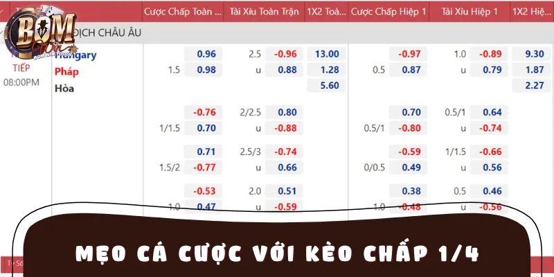 Một số mẹo cược hiệu quả để chiến thắng khi tham gia kèo cược chấp 0.25